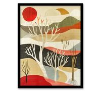 Artery8 Yorkshire Moor Boho Sunset Abstract Design Living Room Artwork Framed Wall Art Print 18X24 Inch
