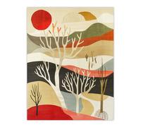 Artery8 Yorkshire Moor Boho Sunset Abstract Design Wall Art Print | Size: W12" x H16" Artery8 Multicolor W12" x H16"