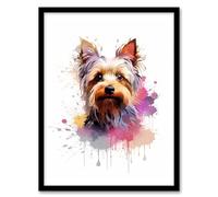 Wall Art Print Yorkshire Terrier Lovers Gift Watercolour Pet Portrait Painting Artwork Art Framed Artery8 Multi A4