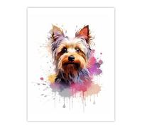 Wall Art Print Yorkshire Terrier Lovers Gift Watercolour Pet Portrait Painting Artwork Poster Artery8 Multi W24 inch x H32 inch