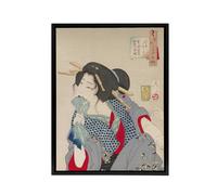 Artery8 Yoshitoshi Woman Getting Tattoo Japanese Ukiyoe Framed Canvas Art | Size: W24" x H32" Artery8 Multicolor W24" x H32"