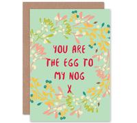 Artery8 You Are The Egg To My Nog Christmas Greetings Card in Blue Artery8 Blue
