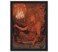 You Light my Fire The Temptress Concept Art Artwork Framed Wall Art Print A4 Artery8 Black One Size