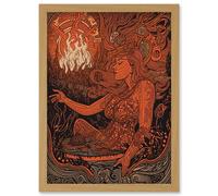 You Light my Fire The Temptress Concept Art Artwork Framed Wall Art Print A4 Artery8 Light Oak One Size