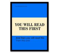 Artery8 You Will Read This First Blue Simple Modern Framed Wall Art Print 12X16"