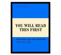 Artery8 You Will Read This First Blue Simple Modern Framed Wall Art Print | Size: W12" x H16" Artery8 Blue W12" x H16"