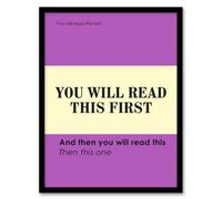 Artery8 You Will Read This First Purple Simple Modern Framed Wall Art Print 12X16"