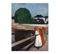 Artery8 Young Girls on the Bridge XL Extra Large Wall Art Poster Print 24X32 Artwork By Munch : Serene Landscape Artwork Perfect For Hallway Or Lounge Adding Calm Reflection And Balance