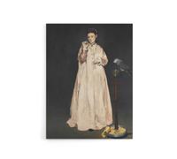 Artery8 Young Lady With a Parrot Portrait Manet Vintage Canvas Wall Art in Grey | Size: W12" x H16" Artery8 Grey W12" x H16"