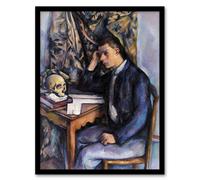 Artery8 Young Man & Skull Portrait Painting Cezanne Framed Wall Art Print | Size: A4 Artery8 Multicolor A4