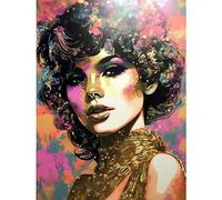 Artery8 Young Woman Gold Glam Glitter Sparkle Aesthetic Splat Paint Portrait Teen Room Large Wall Art Poster Print Thick Paper 18X24 Inch