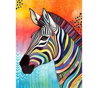 Artery8 Zebra Folk Art Bright Multicoloured Large Wall Art Poster Print Thick Paper 18X24 Inch