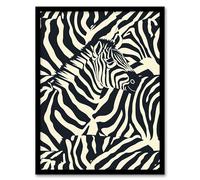 Artery8 Wall Art Print Zebra in Stripes Animal Pattern Art Framed Poster in Black | Size: A4 Artery8 Black A4