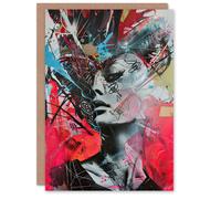 Artery8 Greeting Card Zef Culture Modern Conceptual Abstract Portrait For Her Woman Birthday Card