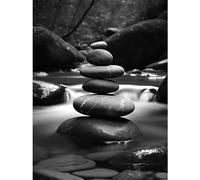 Artery8 Zen Stacking Stones in River Black and White Photo Large Wall Art Poster Print Thick Paper 18X24 Inch