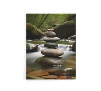 Artery8 Zen Stones in Forest River Massage Salon Canvas Wall Art Print | Size: W12" x H16" Artery8 Multicolor W12" x H16"