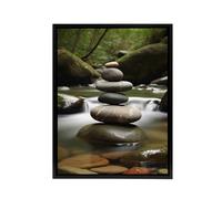 Artery8 Zen Stones in Forest River Massage Salon Framed Canvas Wall Art Print | Size: W18" x H24" Artery8 Multicolor W18" x H24"