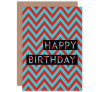 Artery8 Zig Zag Birthday Blue Red Greetings Card Artery8 Red