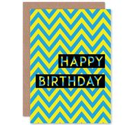 Artery8 Zig Zag Birthday Blue Yellow Greetings Card Artery8 Yellow