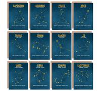 Wee Blue Coo Zodiac Birthday Cards Astrology Star Signs Constellation Blank Blue Greeting Cards With Envelopes Pack of 12