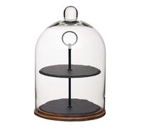 Artesà Two Tier Slate Domed Serving Set Clear/Brown/Black