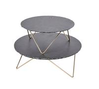 Artesa 2-Tier Serving Stand, Slate Platters with Metal Legs, Christmas & Party Tableware & Serveware in Black Artesa Black