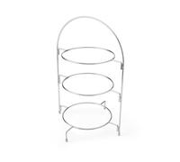 Artesà 3 Tier Afternoon Tea Cake Serving Stand, Silver Serving Platter to Display Cakes, Sandwiches or Appetisers, 29cm x 19.5cm x 43cm