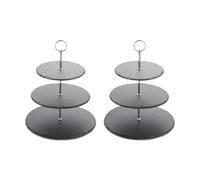 Artesà 3 Tier Slate Cake Stand Serving Set, 2 Pack Cake Standing Set, Slate Food Serving Stands, Afternoon Tea Display Stands, 28.5 x 34.5cm, Gift Boxed