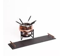 Artesa 7pc Fondue Set, including Copper Fondue Pot with 5x Forks & Slate Serving Platter with Copper Handles in Gold Artesa Gold