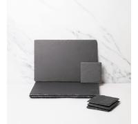 Artesà 8pc Placemat and Coaster Set with 4x Black Slate Placemats and 4x Coasters - Grey - Slate - Placemats