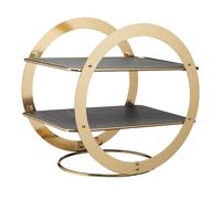 Artesà Artesa 2-Tiered Geometric Brass-Finished Serving Food Display Stand, Slate Base