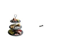 Artesa Cake Stand and Serving Set, Slate, 3 Tier & Apollo Slate Meze Set, 1592