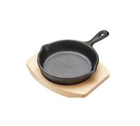 Artesà Cast Iron Round Small Fry Pan with Board, 11cm - Black - Cast Iron - Frying Pan