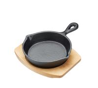 Artesà Cast Iron Round Small Fry Pan with Board, 15cm - Black - Cast Iron - Frying Pan