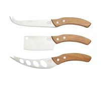 Artesà Cheese Knife Set with Acacia Wood Handles in Gift Box, Stainless Steel, 3 Pieces, Brown/Silver, 19 cm