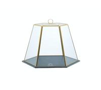 Artesà Artesa Geometric Glass Cake Dome, Slate Serving Base Cloche 31 X 27.5 X 25 Cm
