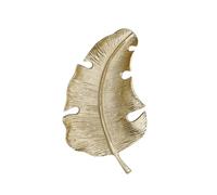 Artesà Gold Palm Leaf Plate, Cast Aluminium Serving Platter with Gold-Coloured Finish, 33 x 18.5cm