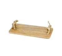 Artesà Mango Wood Rectangular Serving Platter with Leopard Handles - Wood - Mango Wood - Serving Platter