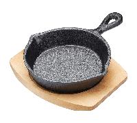 Artesa Mini Cast Iron Frying Pan 20cm With Wooden Serving Board Oven Safe