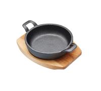 Artesà Mini Cast Iron Gratin Dish with Wooden Serving Board, 16.5cm