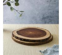Artesà Rustic Large Wooden Serving Boards, Round Acacia Wood Rustic Cake Boards, Set of 2, 35cm - Wood - Acacia Wood - Platters