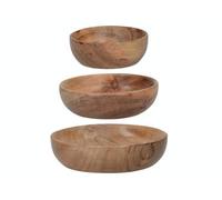 Artesà Wooden Salad Serving Bowls, Food Serving Dishes, Acacia Wood Appetiser Plates, 12.4cm (5''), 10.2cm (4''), and 8cm (3''), Set of 3, Brown