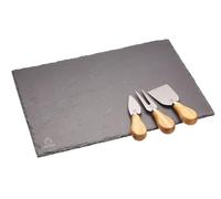 Artesà Slate Cheese Board and Knife Set in Gift Box, 4 Pieces, Black