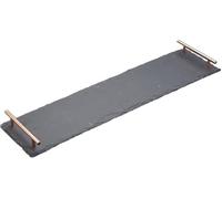 Artesà Slate Serving Platter Tray with Copper Finish Handles, perfect for Grazing and Buffets, 60 x 15 cm, Black