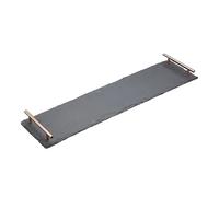 Artesà Slate Serving Platter Tray with Copper Finish Handles, perfect for Grazing and Buffets, 60 x 15 cm, Black