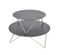 Artesà Tiered Serving Platter, 2 Round Slate Serving Stands with Raised Metal Legs, For Afternoon Tea, Cheese, Cakes, Sandwiches and More, 30.5 x 30.5 x 24cm, Grey