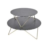 Artesà Tiered Serving Stand, 2 Slate Platters with Raised Metal Legs - Black - Slate - Serving Stand