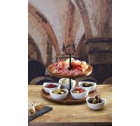 Artesa Two-Tier Serving Stand Stylish Acacia Wood & Tapas Set in Light Brown Artesa Light Brown