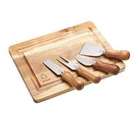 Artesà Wooden Cheese Board and Knife Set in Gift Box, Acacia, 5 Pieces, Brown/Silver