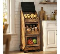 ARTETHTS Potato Storage Bin Bread Box with Lid Rustic Onion Organizer with Grocery Section Decorative Vegetable Organization Cabinet for Kitchen